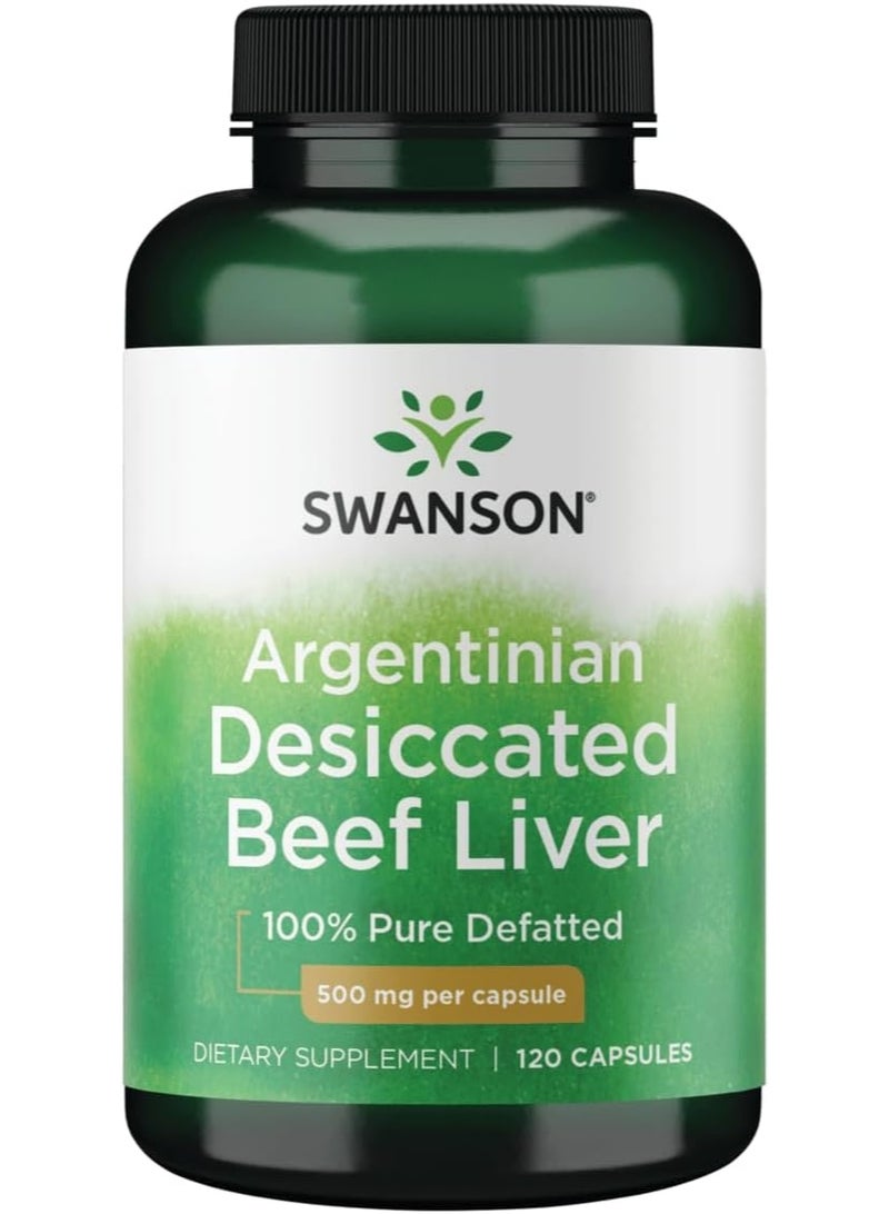 سوانسون كبد بقري مجفف منزوع الدسم ٥٠٠ ملليغرام ١٢٠ كبسولة تكفي لمدة ٤ أشهر - Image 1